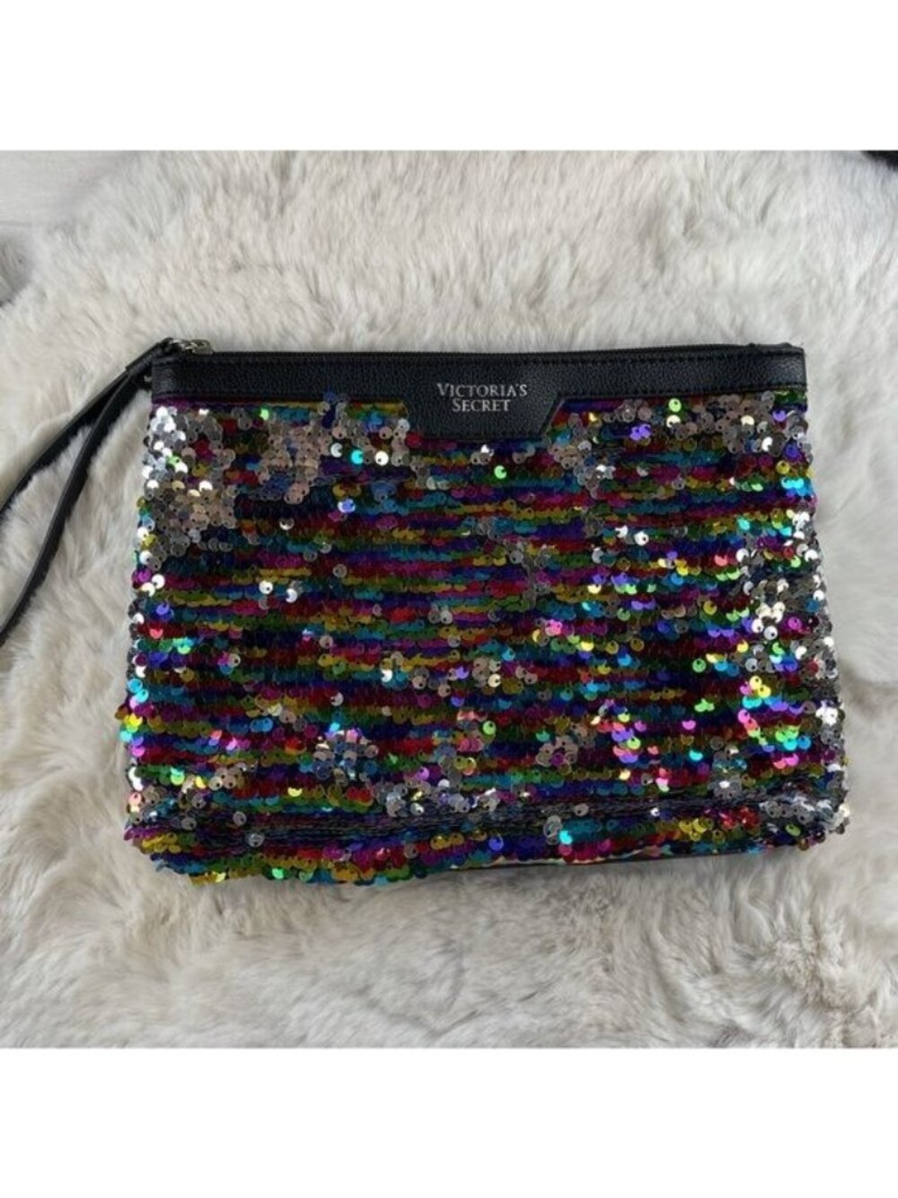 Victoria's Secret Multicolored Sequin Makeup Cosmetic Bag